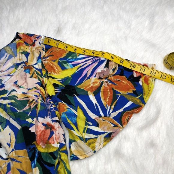 Loralette NWT Blue Pretty Val Print Flutter Sleeves Hi-Lo Maxi Dress Size 14 - Picture 7 of 13